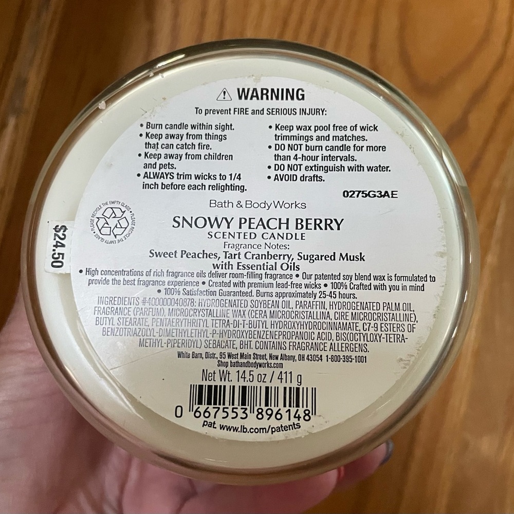 Bath & Body Works Silver 3-Wick Candle - Picture 2 of 3